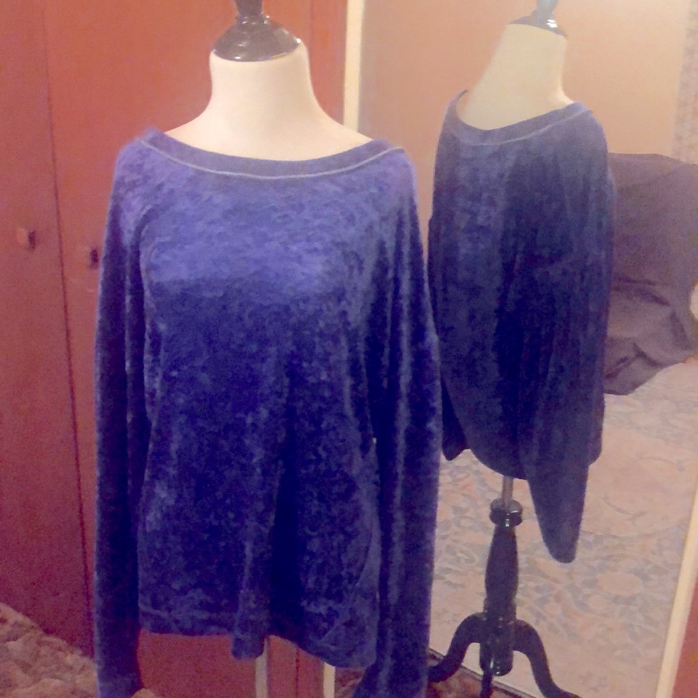 FreePeople plush velvet long sleeve shirt